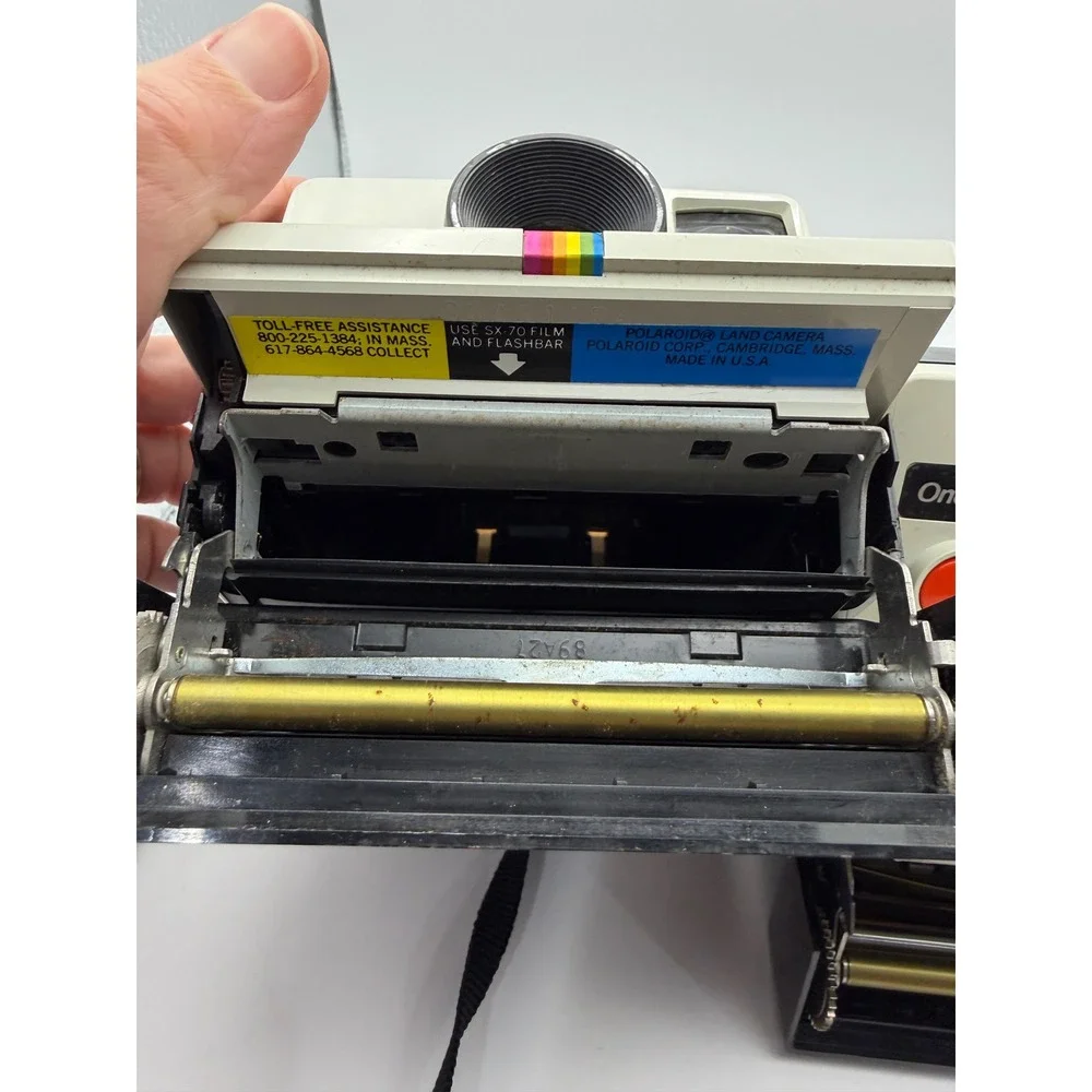 Lot of 2 Vintage Polaroid OneStep Land Camera Rainbow Stripe SX-70‎ Untested